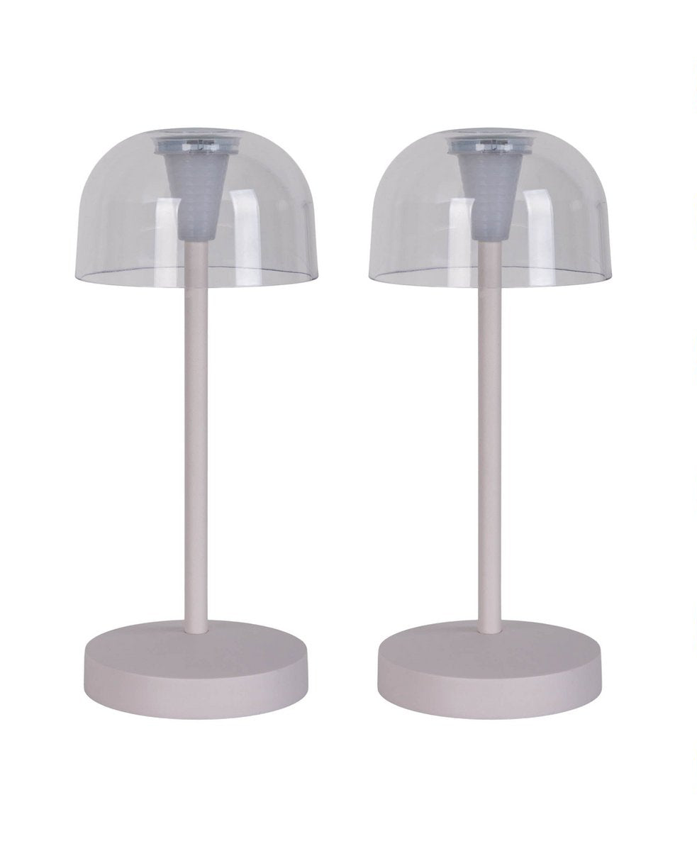 Set van 2 LED Tafellampen "Gomba" voor Buiten en Binnen – Dimbare, Duurzame Verlichting in Wit, 18,5 cm Hoog