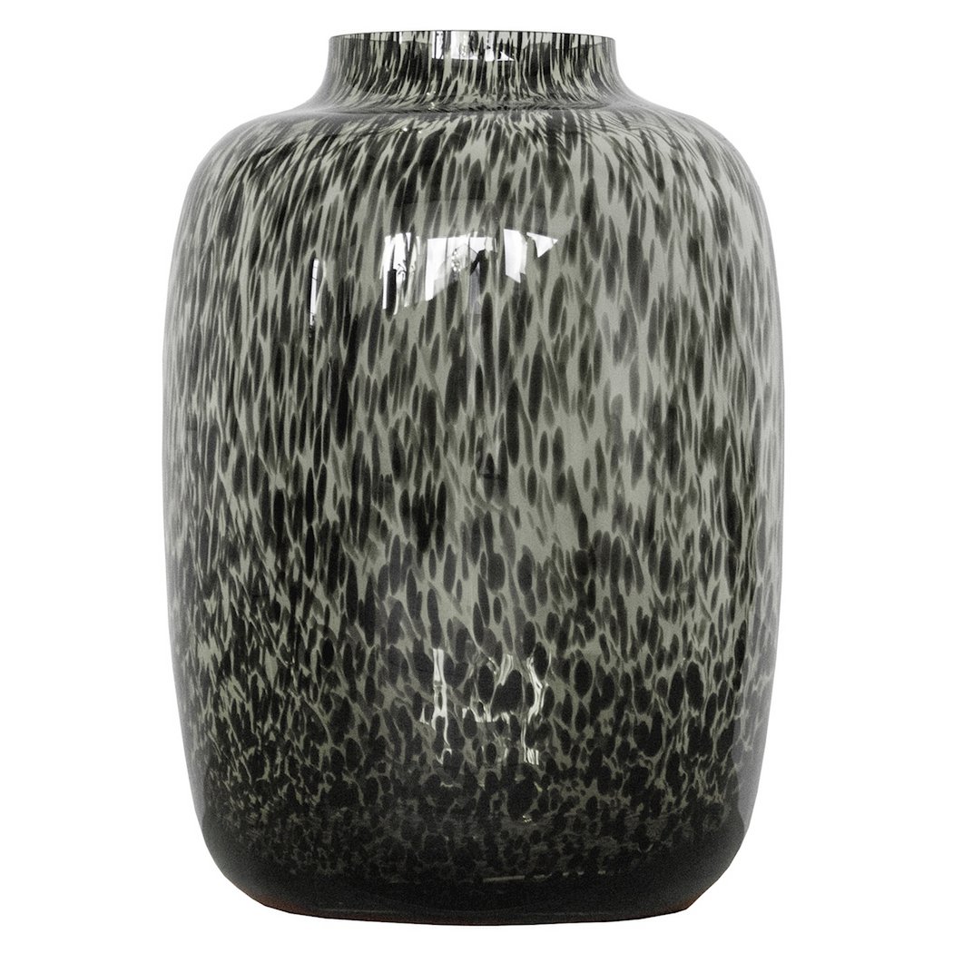 Kara Cheetah vaas grijs glas – handgemaakt design met unieke structuur | Mondgeblazen eyecatcher voor droogbloemen & boeketten | Vase The World