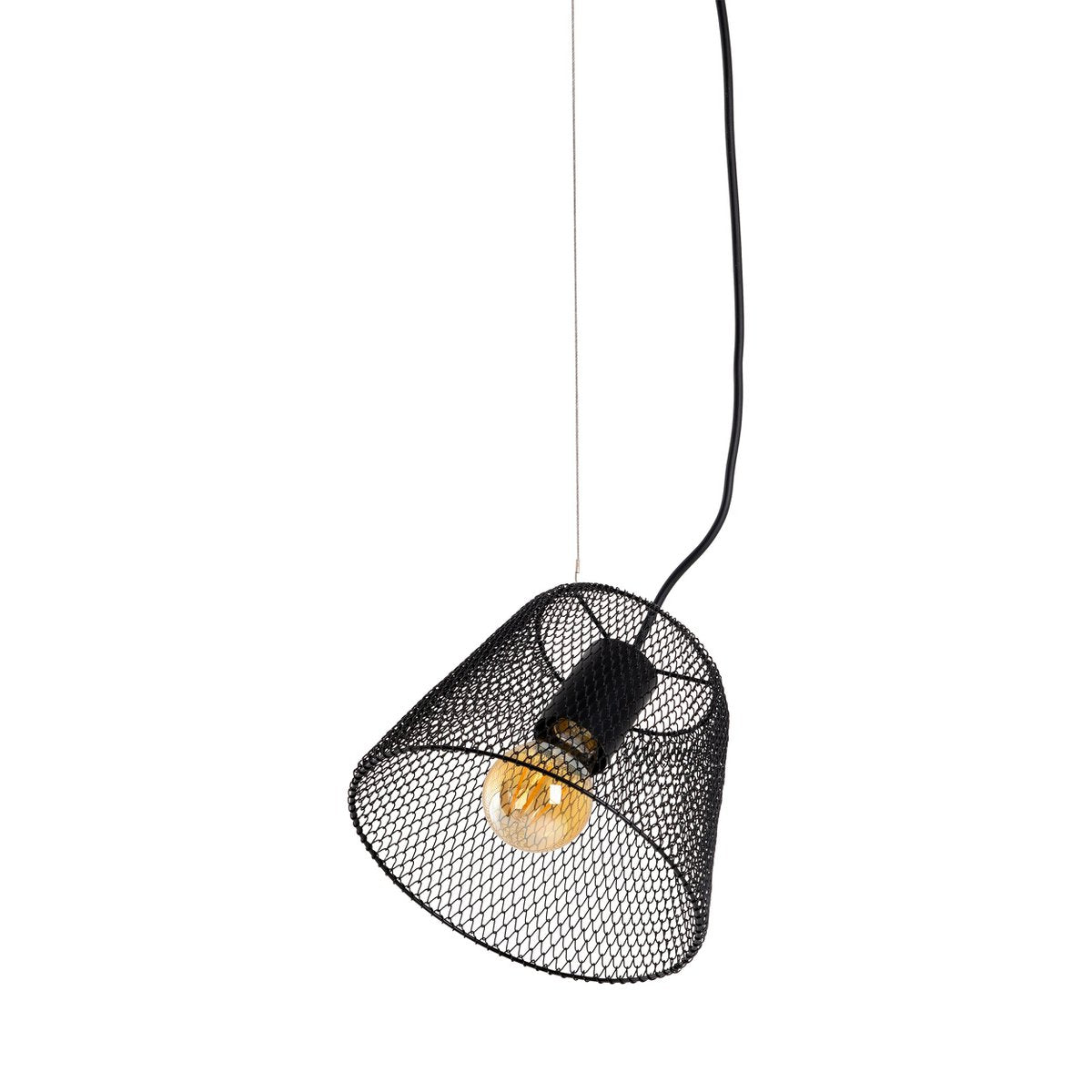 Lampada a sospensione in metallo nero Korie Ø20cm | Attacco E27 | Stile retrò per soggiorno, cucina e ufficio