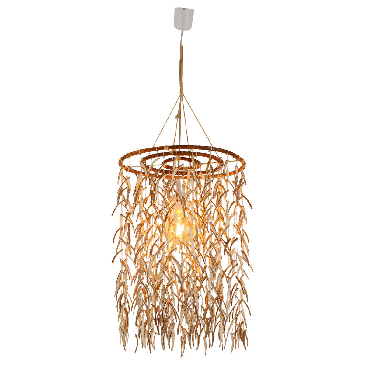 Lampada a sospensione in legno Cocco Ø40 cm beige illuminazione naturale sala da pranzo soggiorno a risparmio energetico