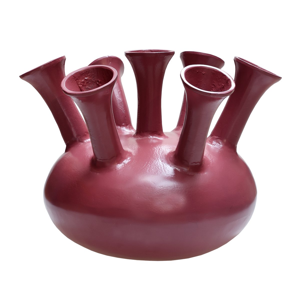 Amsterdam 7 Mauve toetervaas – Trendy paarse metalen design vaas Ø43 x H33 cm met zijde bloemen, perfect voor modern interieur | Vase The World