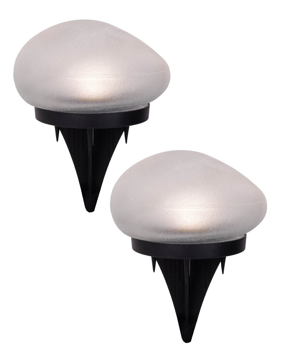 Set van 2 Solar Tuinlampen "Guri" – Zwarte Spieslampen met Warm Wit LED Licht en USB, IP44 Buitenverlichting
