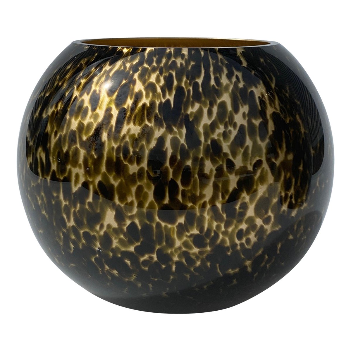 Zambezi Gold Cheetah vaas Ø25 x H20,5 cm | Luxe gouden vaas van glas en keramiek | Uniek design | Vase The World