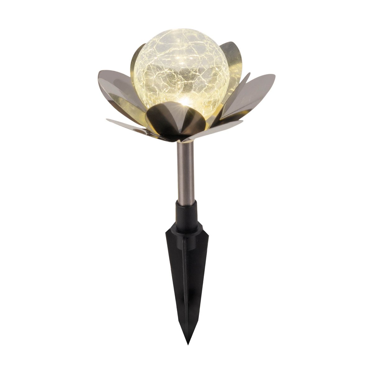 Solar Tuinverlichting Set van 3 "Lule" | RVS en Glas met Knettereffect Ø10 cm | Sfeervolle Buitenlampen met Schemersensor en USB