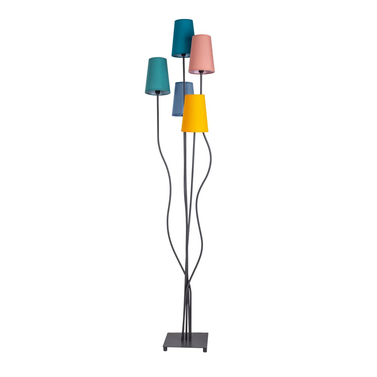 Lampada da terra "Colora" | Design boho con metallo e tessuto | 166 cm di altezza | lampada da terra colorata con attacchi E27 | illuminazione per soggiorno, camera da letto