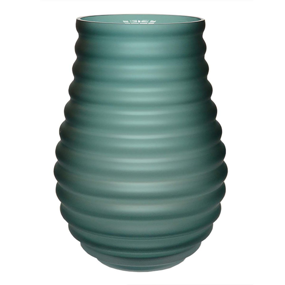 Kotto satin green vaas – mondgeblazen designvaas Ø23,5 x H32 cm van dik glas – stijlvol groen accent voor elk interieur