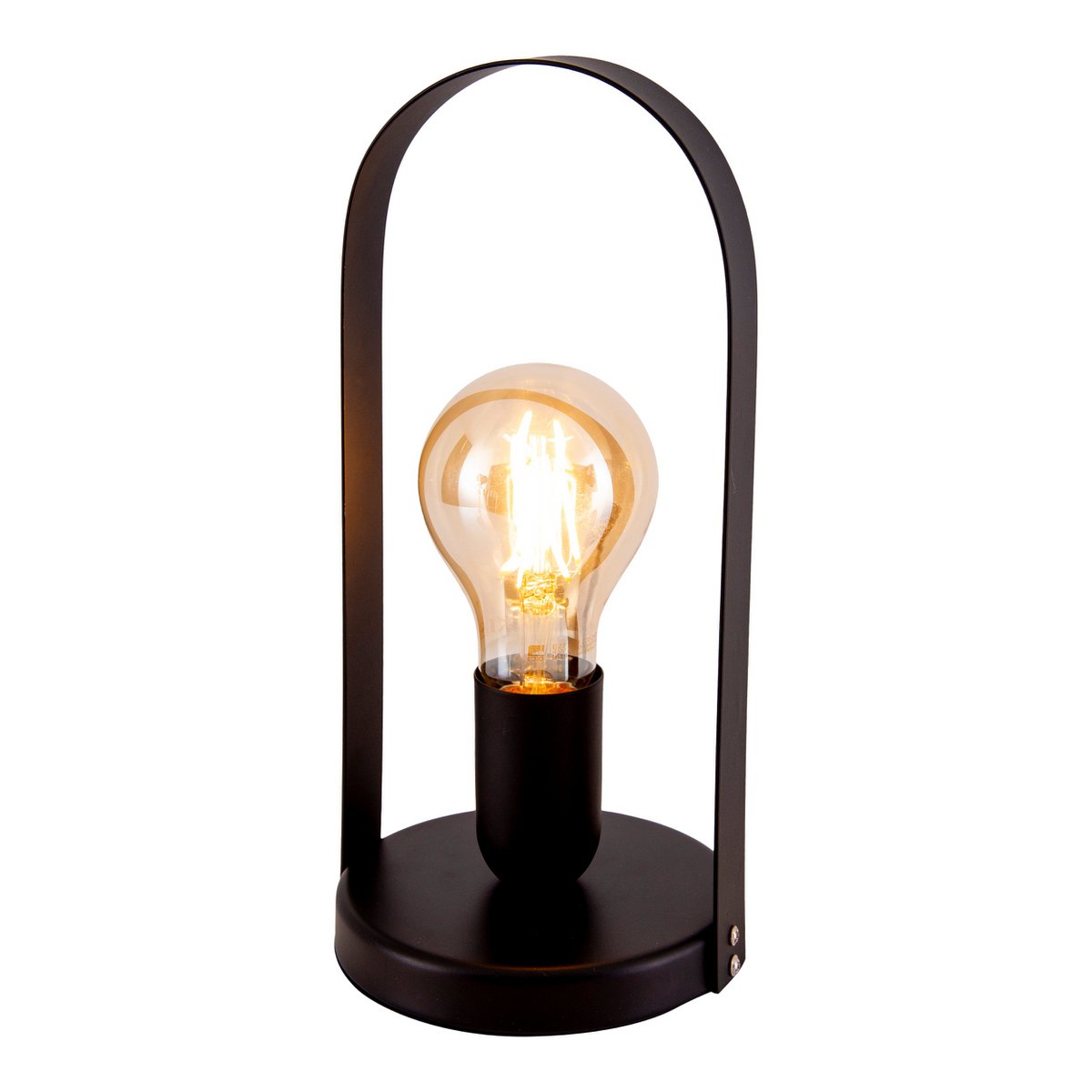 Lampada da tavolo in metallo nero Faro – lampada da scrivania industriale con attacco E27 e interruttore a cavo – 28,5 cm di altezza per ufficio o soggiorno