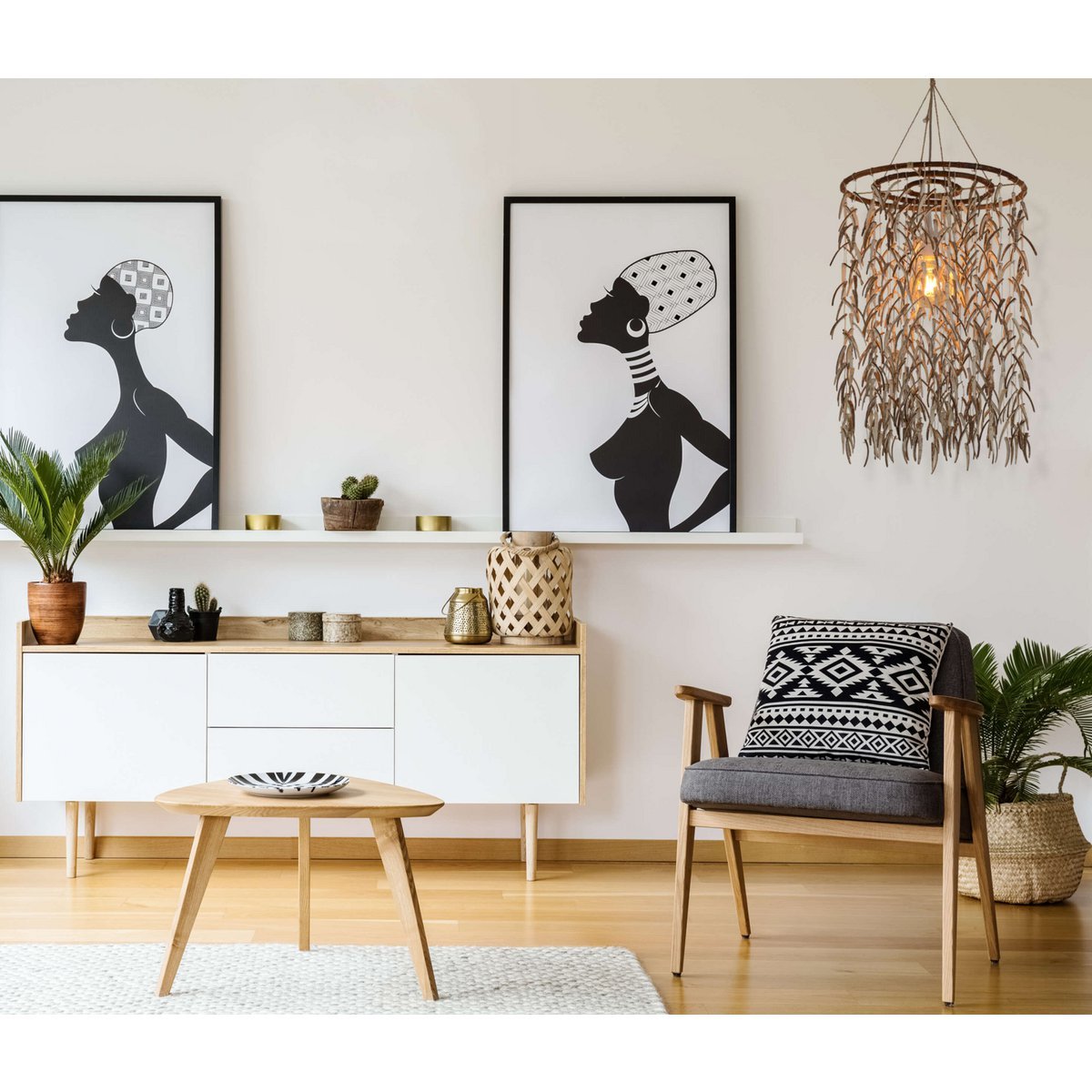 Lampada a sospensione in legno Cocco Ø40 cm beige illuminazione naturale sala da pranzo soggiorno a risparmio energetico