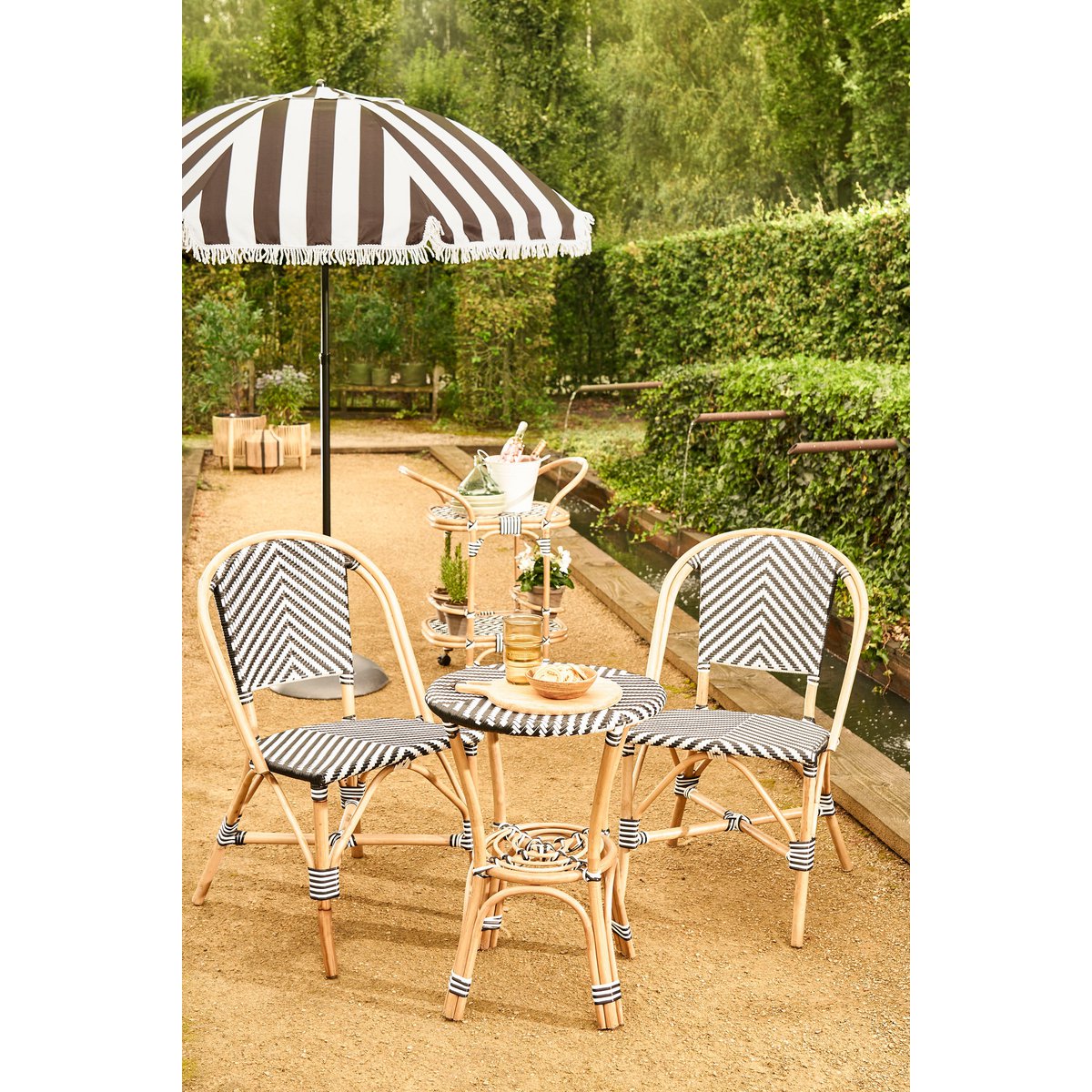 Osborn Parasol - H238 x Ø220 cm - Zwart, Wit