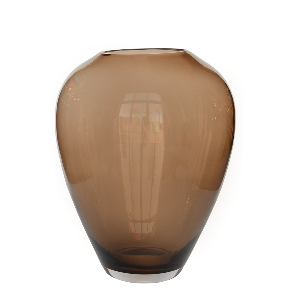 Kander M taupe vaas | mondgeblazen glazen vaas in taupe | unieke vorm Ø27,5 x H35 cm | Vase The World