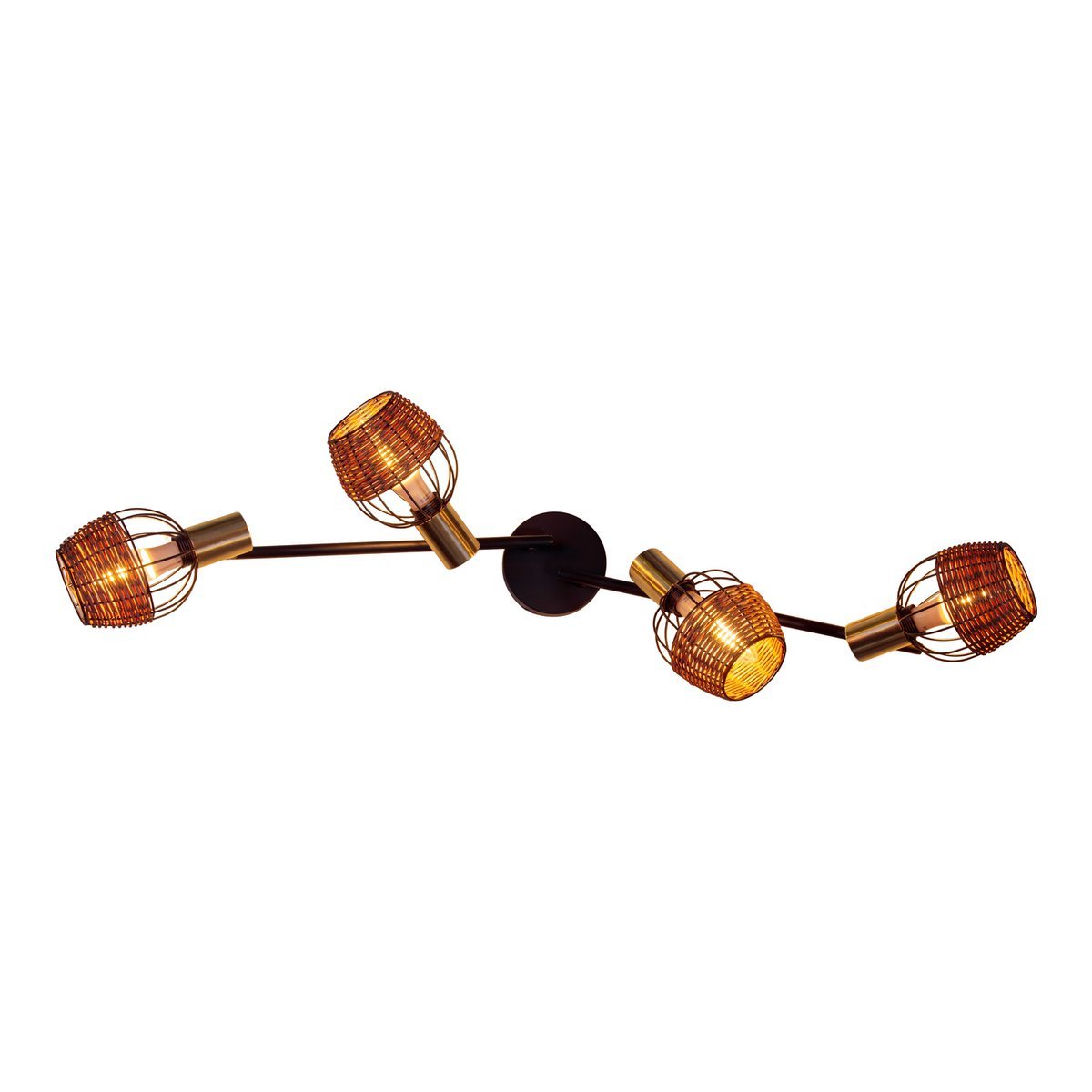 Lampada da soffitto nera e dorata con 4 faretti – illuminazione a binario in metallo Corbis 78 cm | E14 | per soggiorno, sala da pranzo o ufficio