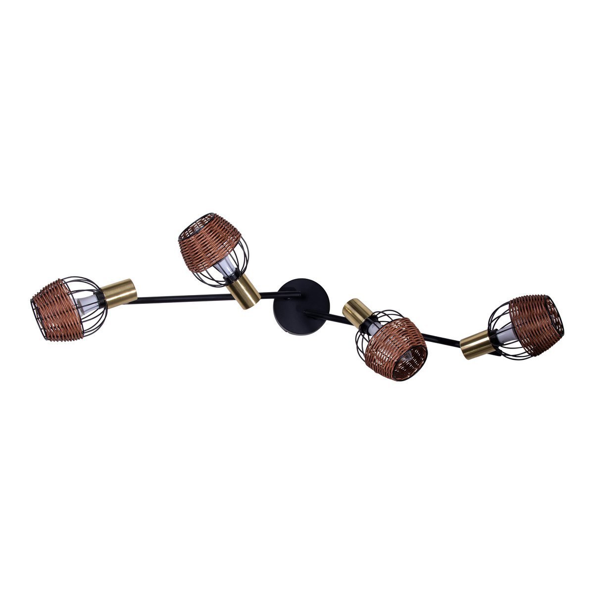 Lampada da soffitto nera e dorata con 4 faretti – illuminazione a binario in metallo Corbis 78 cm | E14 | per soggiorno, sala da pranzo o ufficio