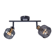 Foro plafoniera 2 vie nera in metallo | attacco E14 | stile retrò | illuminazione 80W per soggiorno, sala da pranzo e cucina | Näve Leuchten