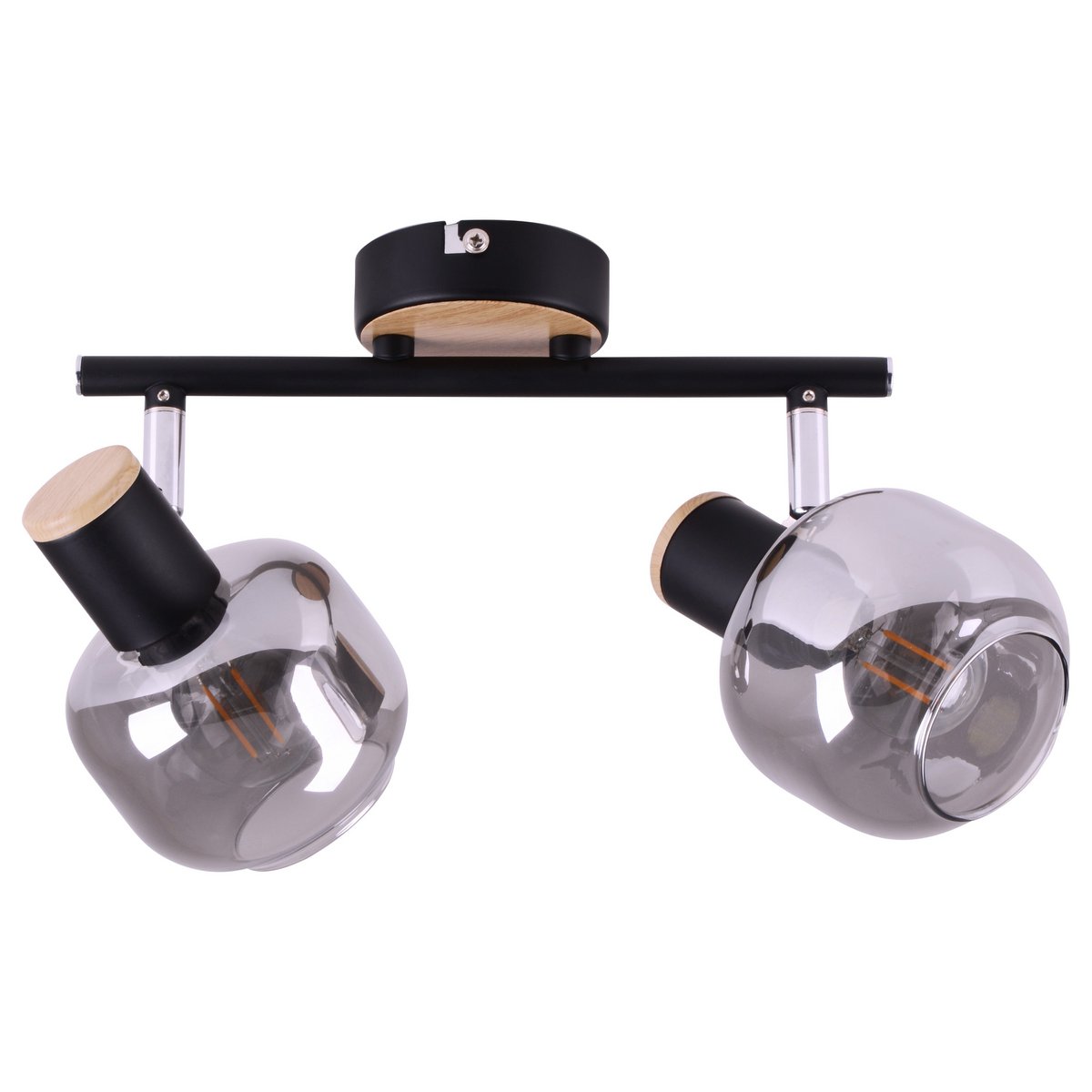 plafoniera nera a 2 luci con vetro fumé – lampada da soffitto Fumoso 40 cm – illuminazione spot moderna per soggiorno, corridoio o sala da pranzo
