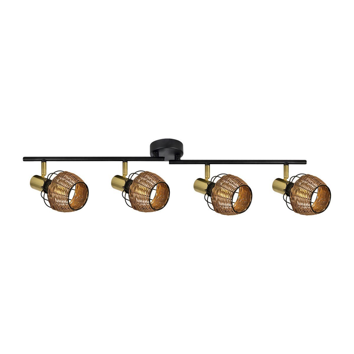 Lampada da soffitto nera e dorata con 4 faretti – illuminazione a binario in metallo Corbis 78 cm | E14 | per soggiorno, sala da pranzo o ufficio