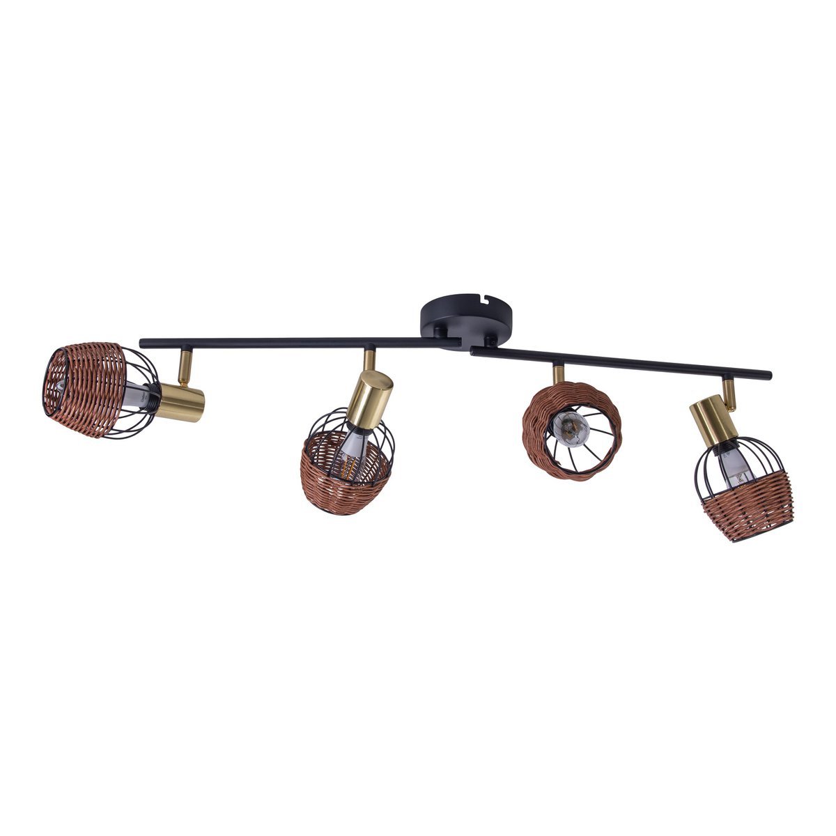 Lampada da soffitto nera e dorata con 4 faretti – illuminazione a binario in metallo Corbis 78 cm | E14 | per soggiorno, sala da pranzo o ufficio