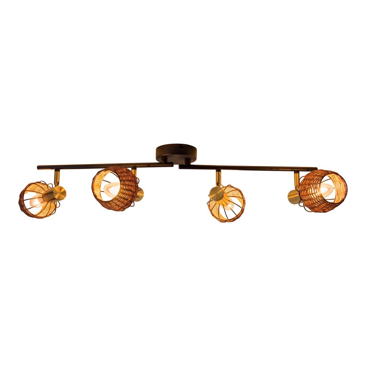 Lampada da soffitto nera e dorata con 4 faretti – illuminazione a binario in metallo Corbis 78 cm | E14 | per soggiorno, sala da pranzo o ufficio
