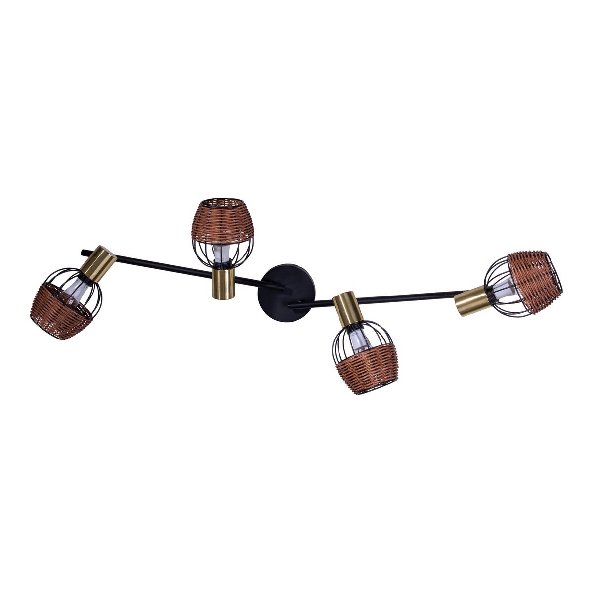Lampada da soffitto nera e dorata con 4 faretti – illuminazione a binario in metallo Corbis 78 cm | E14 | per soggiorno, sala da pranzo o ufficio