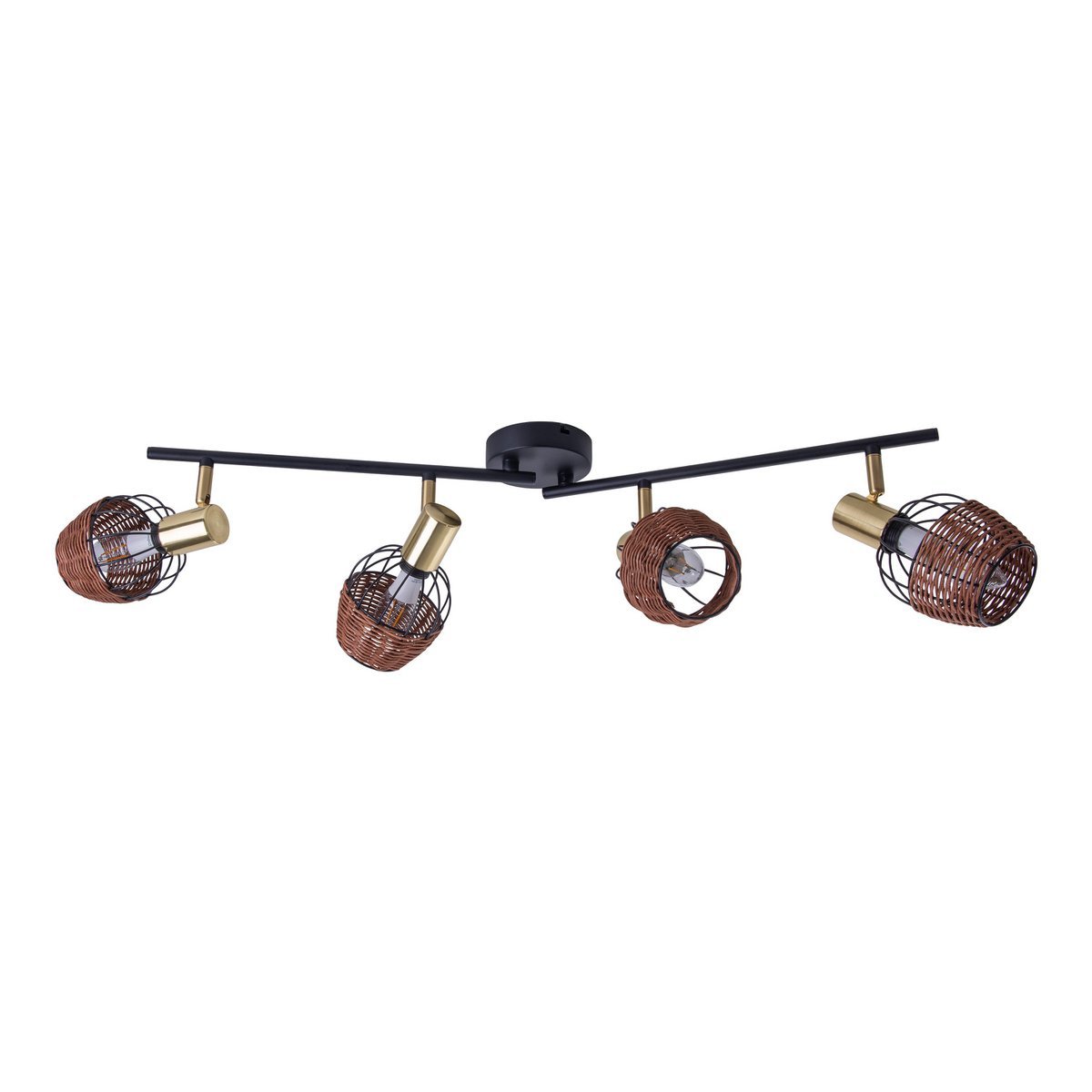 Lampada da soffitto nera e dorata con 4 faretti – illuminazione a binario in metallo Corbis 78 cm | E14 | per soggiorno, sala da pranzo o ufficio
