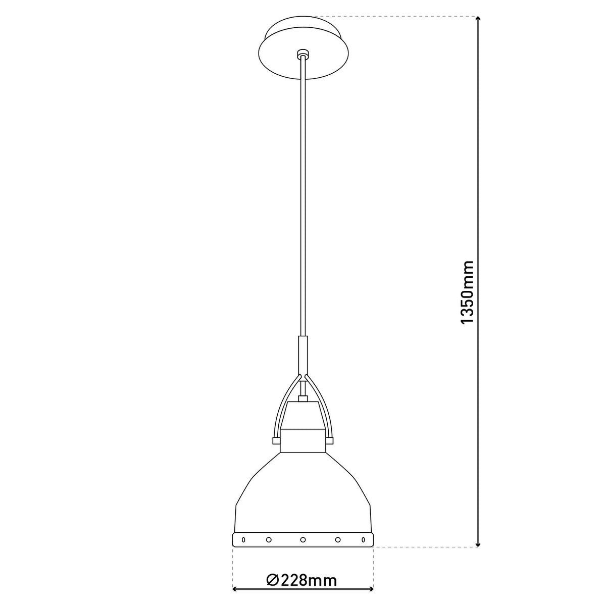 Lampada a sospensione vintage bianca Cottage, diametro 22,8 cm, 40W, dimmerabile, design in metallo per cucina e soggiorno