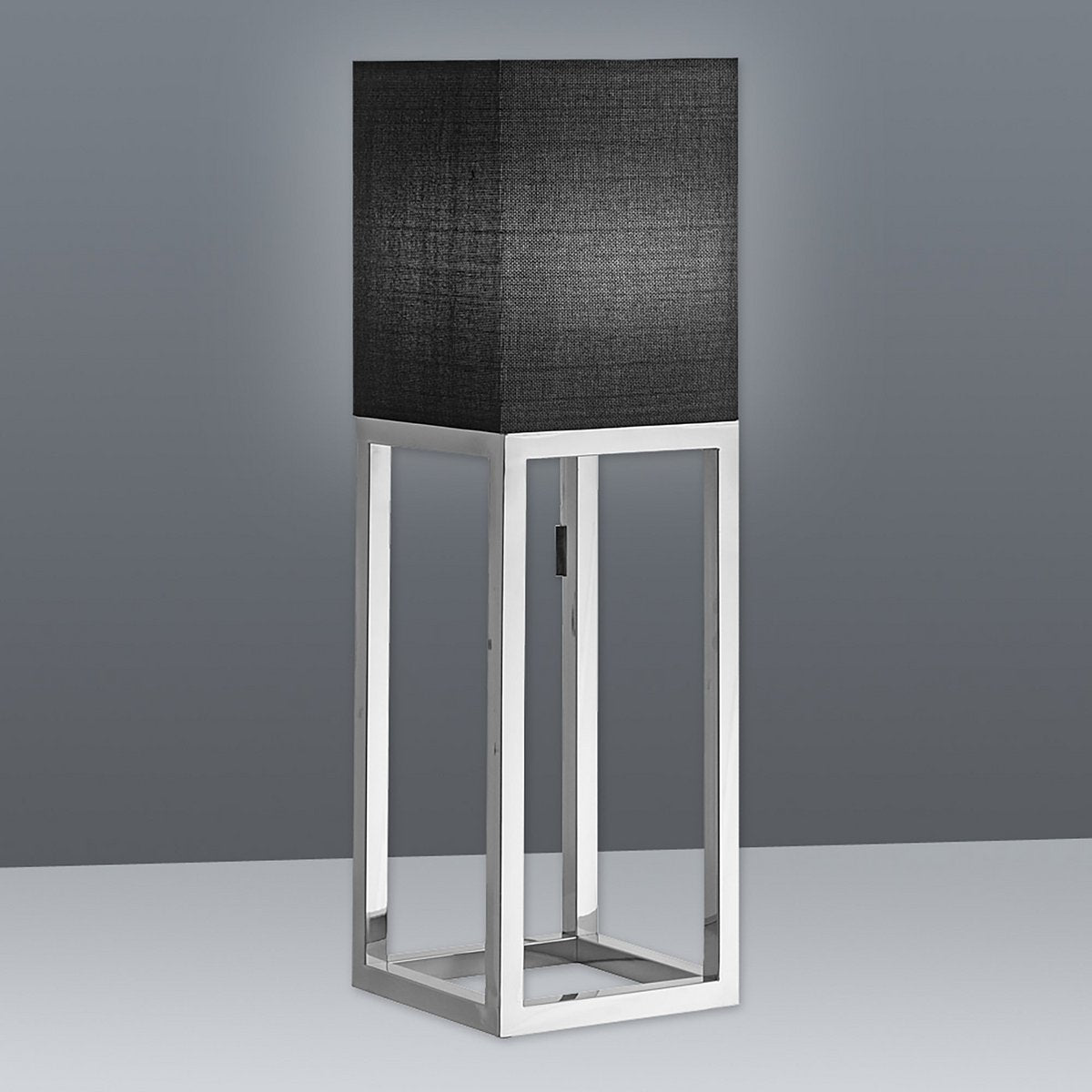 Lampada da tavolo moderna Alfa cromo/grigio scuro 65 cm, struttura in metallo, paralume in tessuto, attacco E27, illuminazione d'atmosfera per soggiorno e ufficio