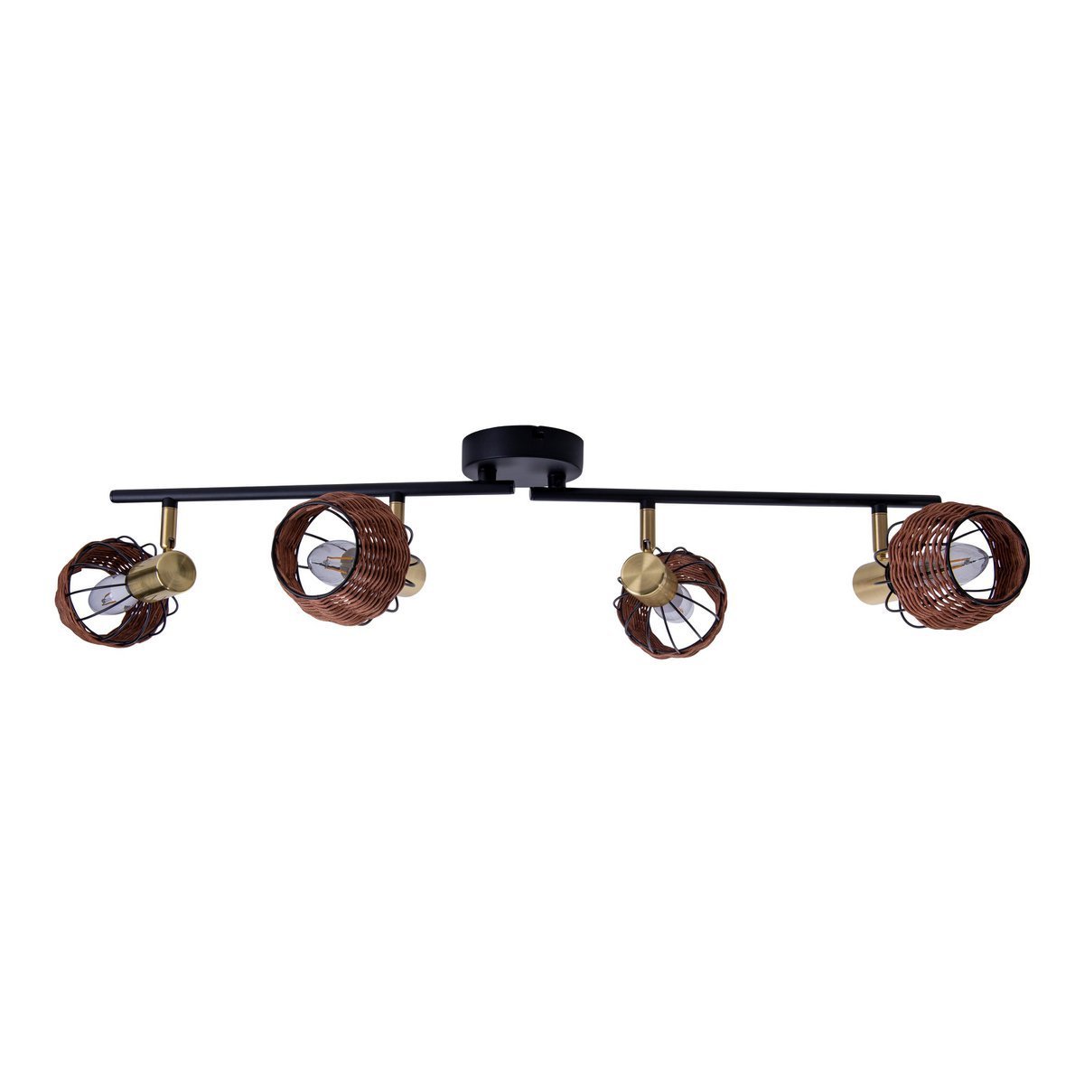 Lampada da soffitto nera e dorata con 4 faretti – illuminazione a binario in metallo Corbis 78 cm | E14 | per soggiorno, sala da pranzo o ufficio