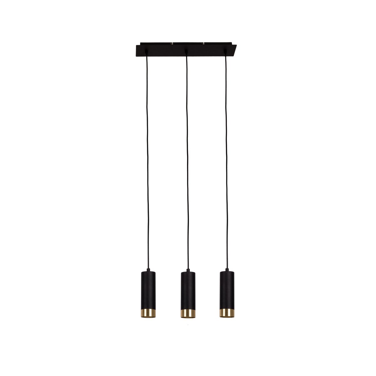 Lampada a sospensione a 3 lampade Fridu nero opaco | Lampada a sospensione industriale GU10 in metallo e vetro | Altezza regolabile fino a 150 cm