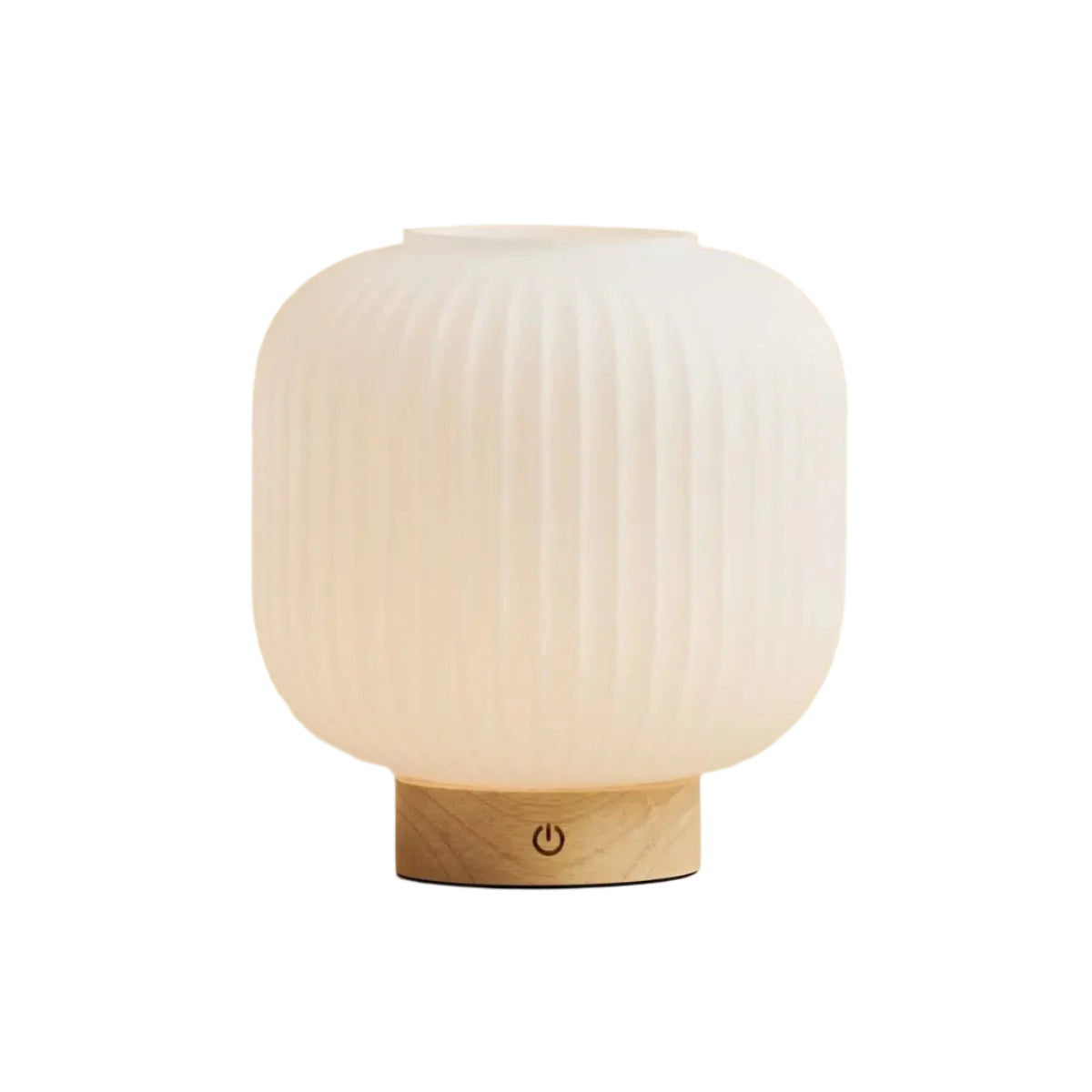Lampada da tavolo ricaricabile LYLA in vetro satinato e legno | LED dimmerabile con 3 livelli di luce | USB-C | Illuminazione wireless d'atmosfera