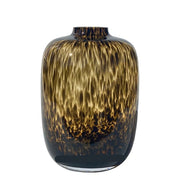 Artic Cheetah mondgeblazen vaas – uniek design, handgemaakt glas, bruin zwart, moderne decoratie Ø21-25 cm