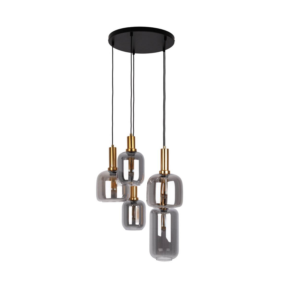 5 lampade a sospensione "fumo", lampada a sospensione realizzata in metallo e vetro nero, con attacco E14, per sala da pranzo, soggiorno, corridoio o ufficio, lampada sospesa Ø ca.