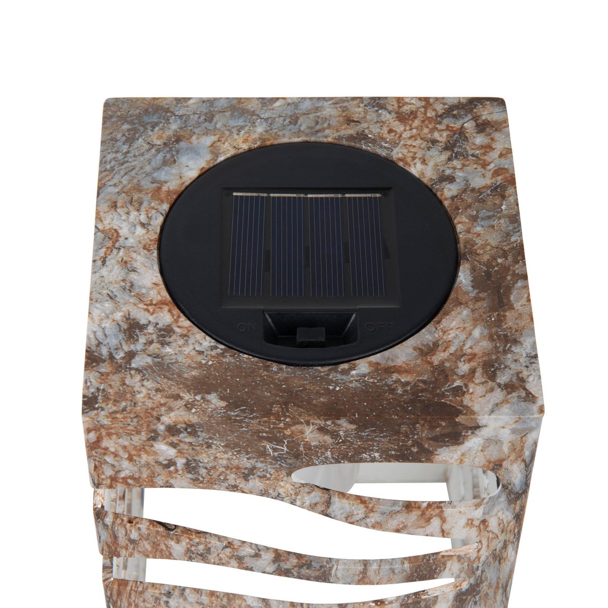 Decoratieve Solar Tafellamp Hilda – LED Warm Wit Licht – Marmerlook in Beige-Bruin – IP44 – Schemersensor – Näve – 20 cm Hoog