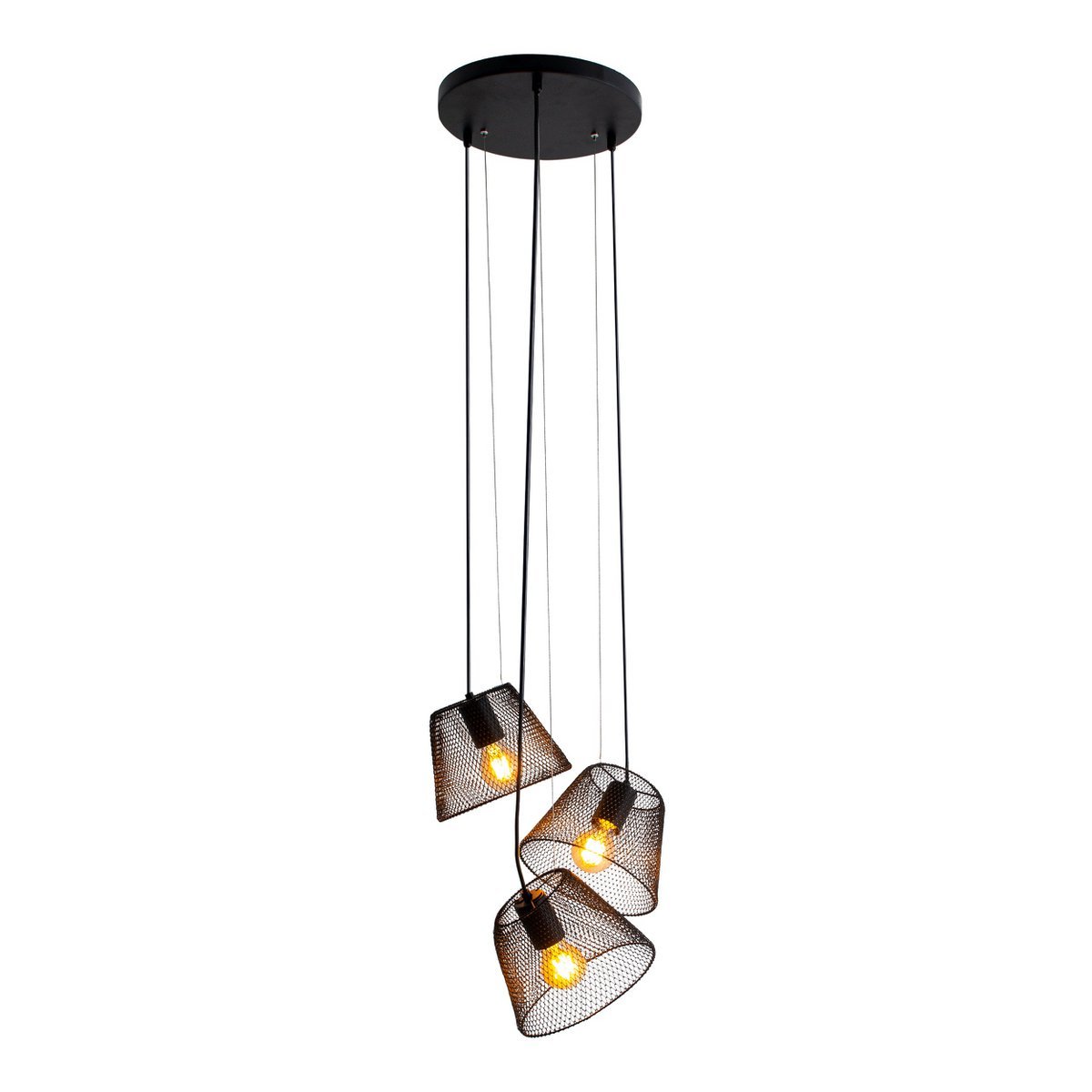 lampadario 3-zits Korie nero Ø30 cm | lunghezza di sospensione regolabile | illuminazione in stile retrò per soggiorno e ufficio