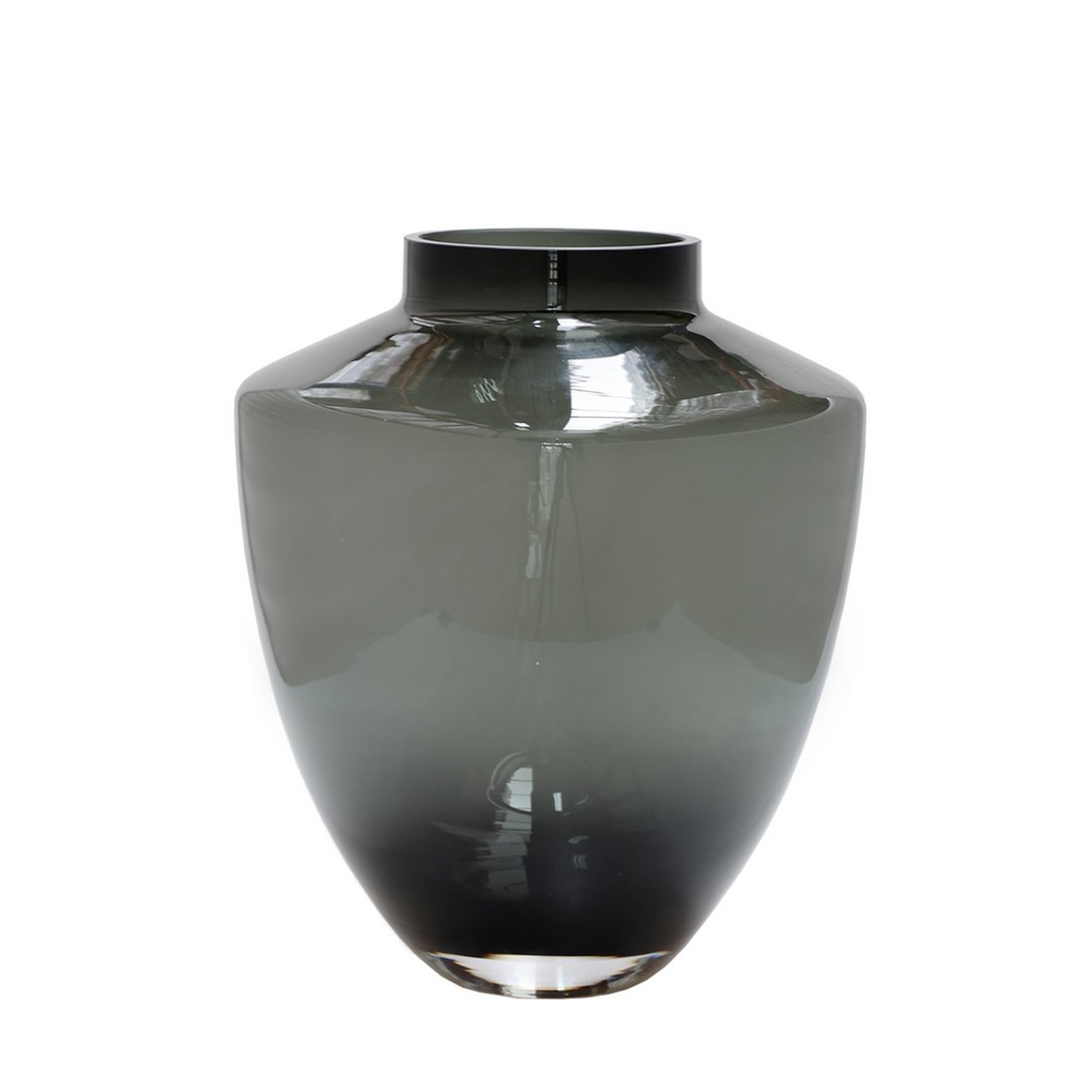 Mondgeblazen Vase The World Tugela grijze vaas – unieke vorm, handgemaakt glas, verkrijgbaar in 2 maten Ø24,5-28 cm