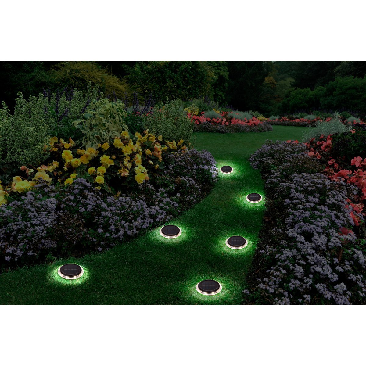 Set van 6 solar grondspots zwart – met schemersensor, LED-verlichting, Ø 11,2 cm – voor pad, terras en tuin