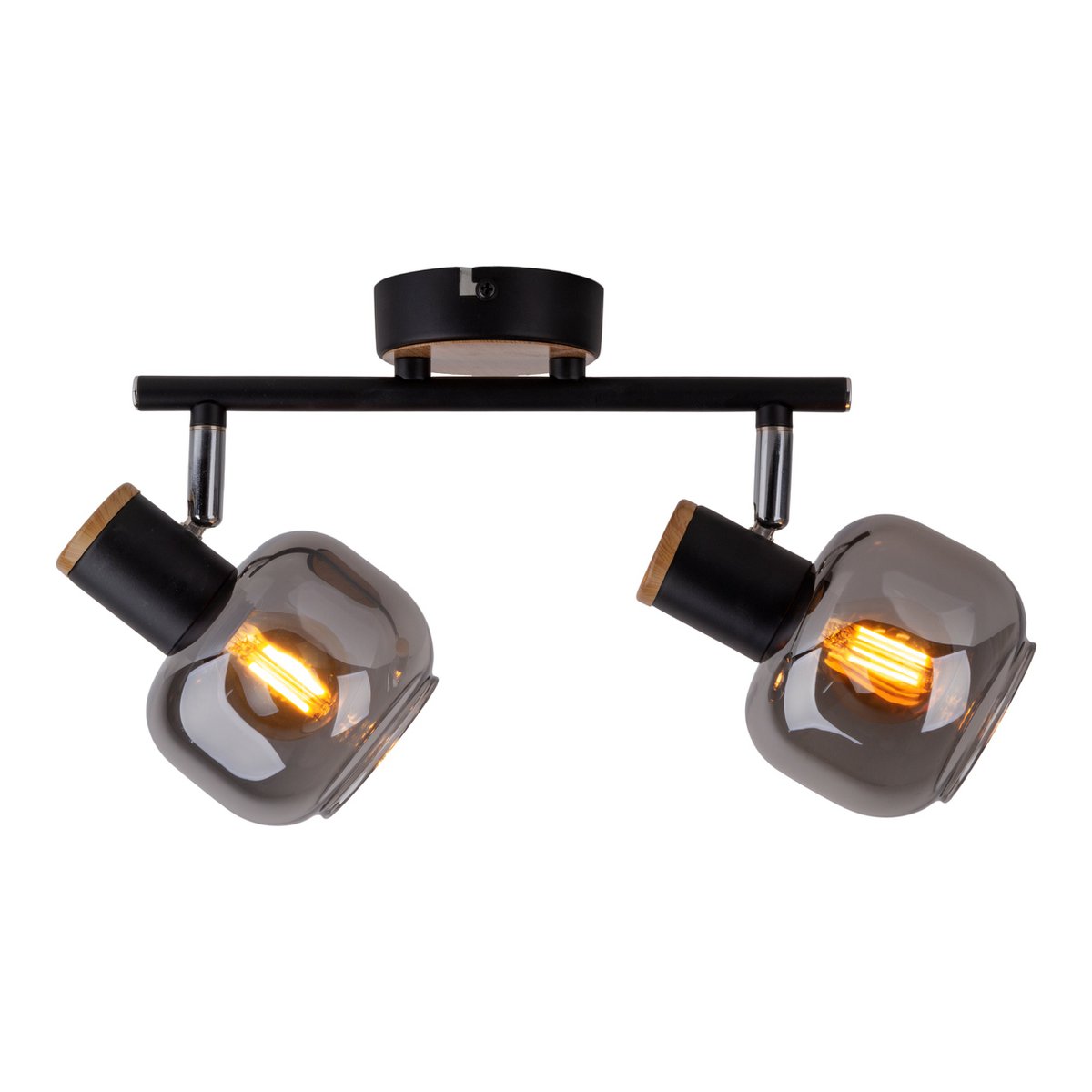 plafoniera nera a 2 luci con vetro fumé – lampada da soffitto Fumoso 40 cm – illuminazione spot moderna per soggiorno, corridoio o sala da pranzo