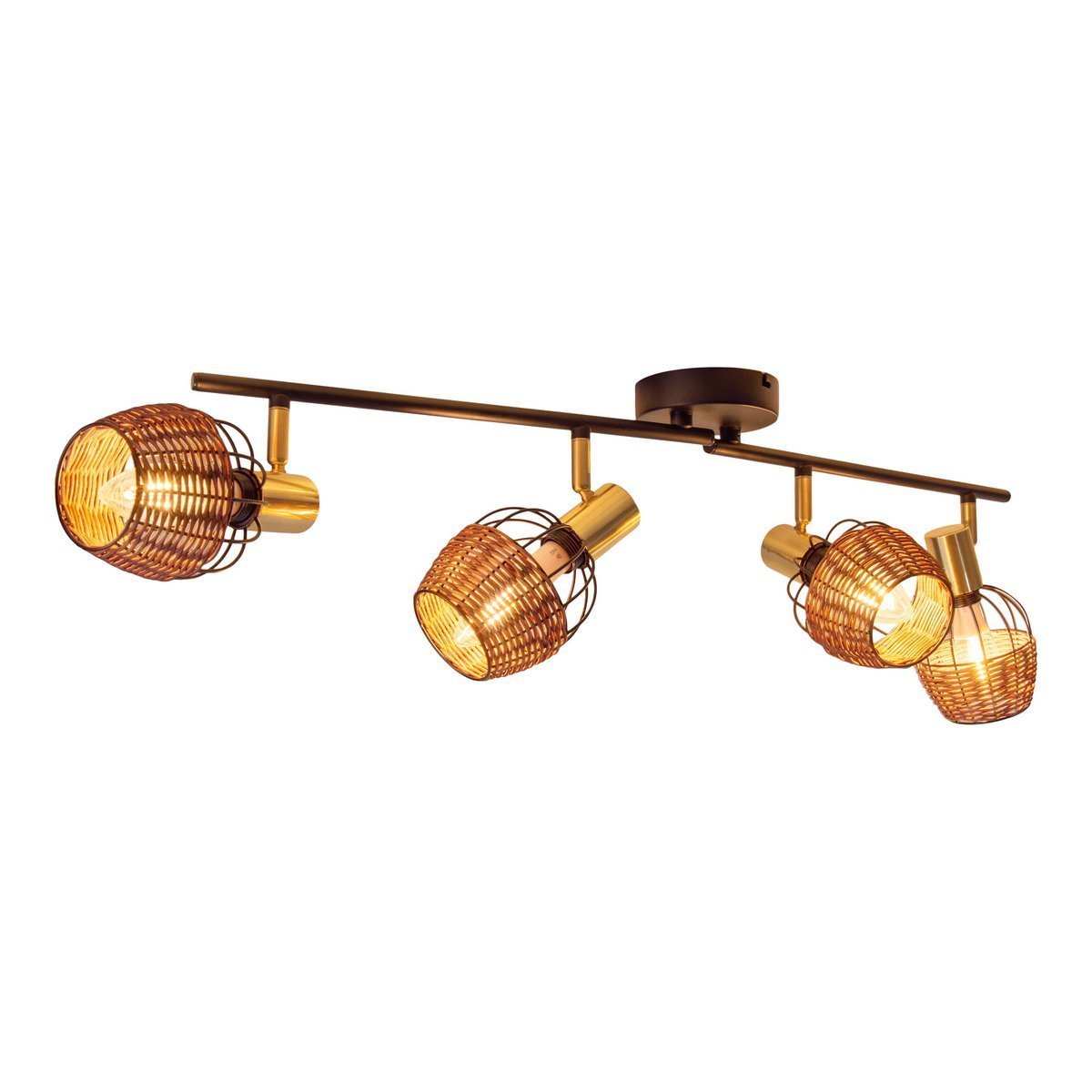 Lampada da soffitto nera e dorata con 4 faretti – illuminazione a binario in metallo Corbis 78 cm | E14 | per soggiorno, sala da pranzo o ufficio