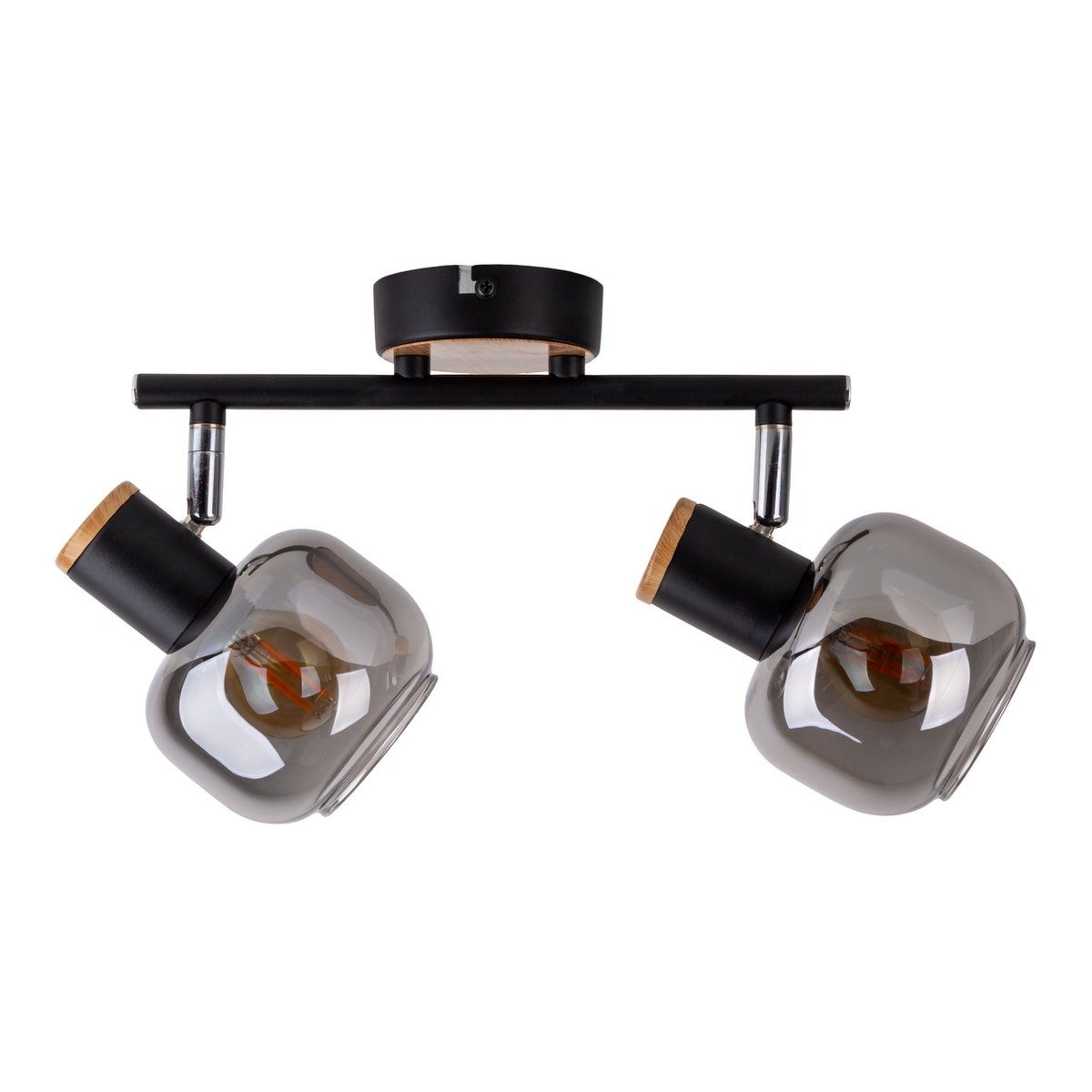 plafoniera nera a 2 luci con vetro fumé – lampada da soffitto Fumoso 40 cm – illuminazione spot moderna per soggiorno, corridoio o sala da pranzo
