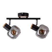 plafoniera nera a 2 luci con vetro fumé – lampada da soffitto Fumoso 40 cm – illuminazione spot moderna per soggiorno, corridoio o sala da pranzo