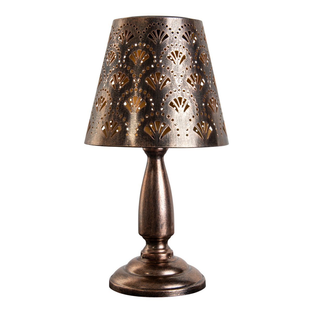 LED Zonne-energie Tafellamp Elsa – Metalen buitenlamp in Altmessing voor tuin, terras en balkon, energiezuinig