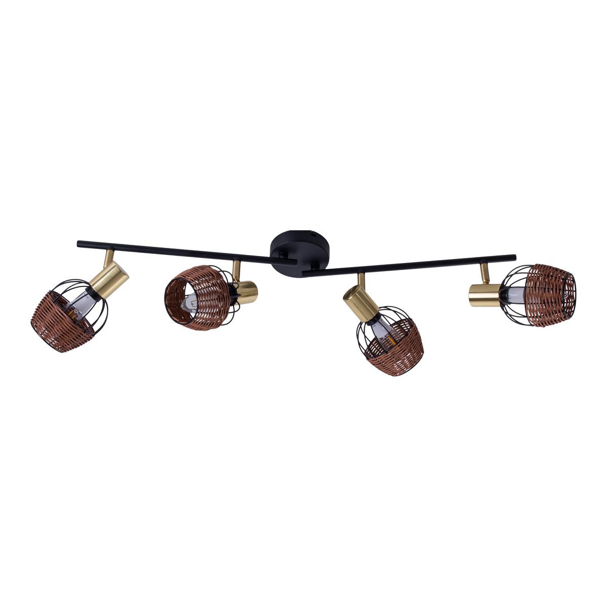 Lampada da soffitto nera e dorata con 4 faretti – illuminazione a binario in metallo Corbis 78 cm | E14 | per soggiorno, sala da pranzo o ufficio