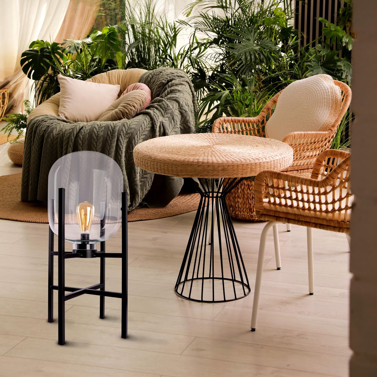 LED buitenlamp "Lora" - Zwart, 58 cm, voor binnen en buiten, energiebesparend en moderne sfeer