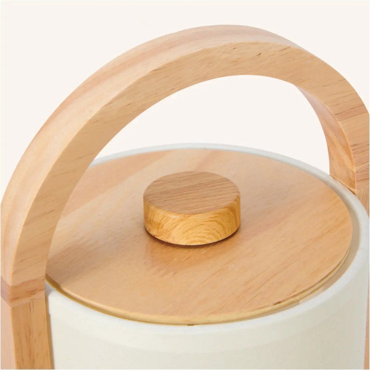 Lampada da tavolo in legno River ricaricabile e dimmerabile – senza fili, luce LED calda, con paralume in cotone – Tavellio Amsterdam