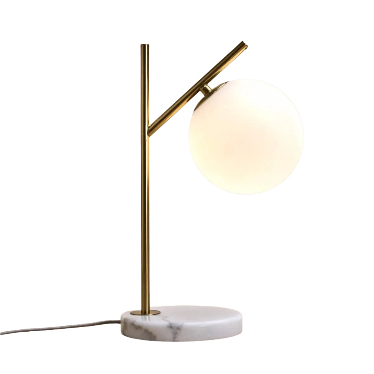Lampada da tavolo in marmo Madison – lampada di design di lusso con globo in vetro opaco, fatta a mano, alta 40 cm, attacco G9