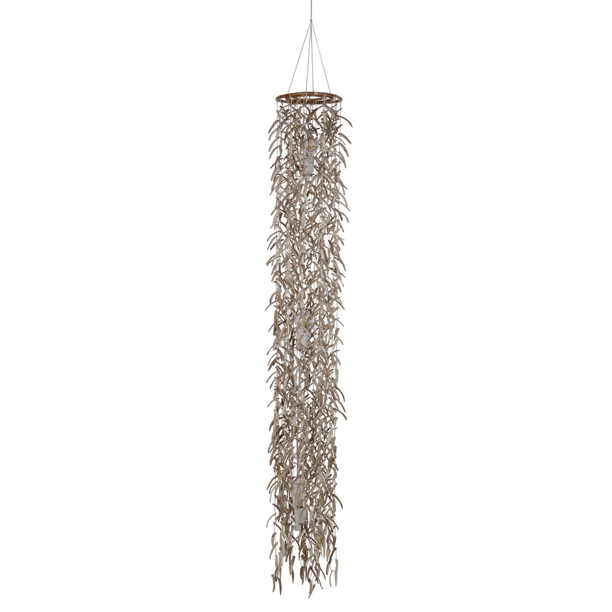 Lampada a sospensione in legno Cocco 180 cm | Lampada in rattan beige naturale con attacco E27, illuminazione d'atmosfera per soggiorno, sala da pranzo e giardino d'inverno