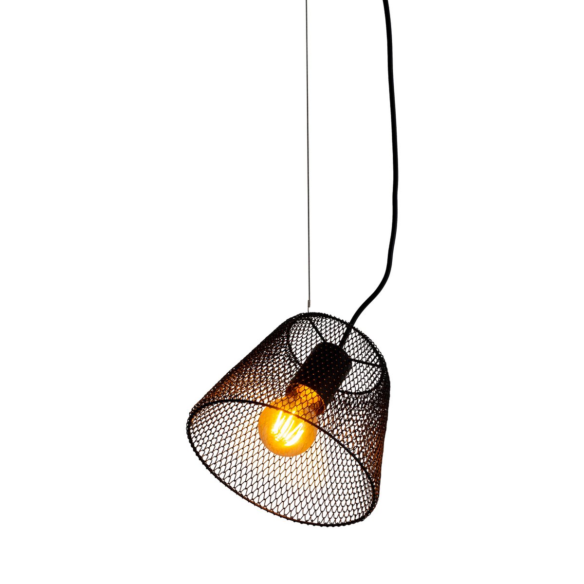 Lampada a sospensione in metallo nero Korie Ø20cm | Attacco E27 | Stile retrò per soggiorno, cucina e ufficio