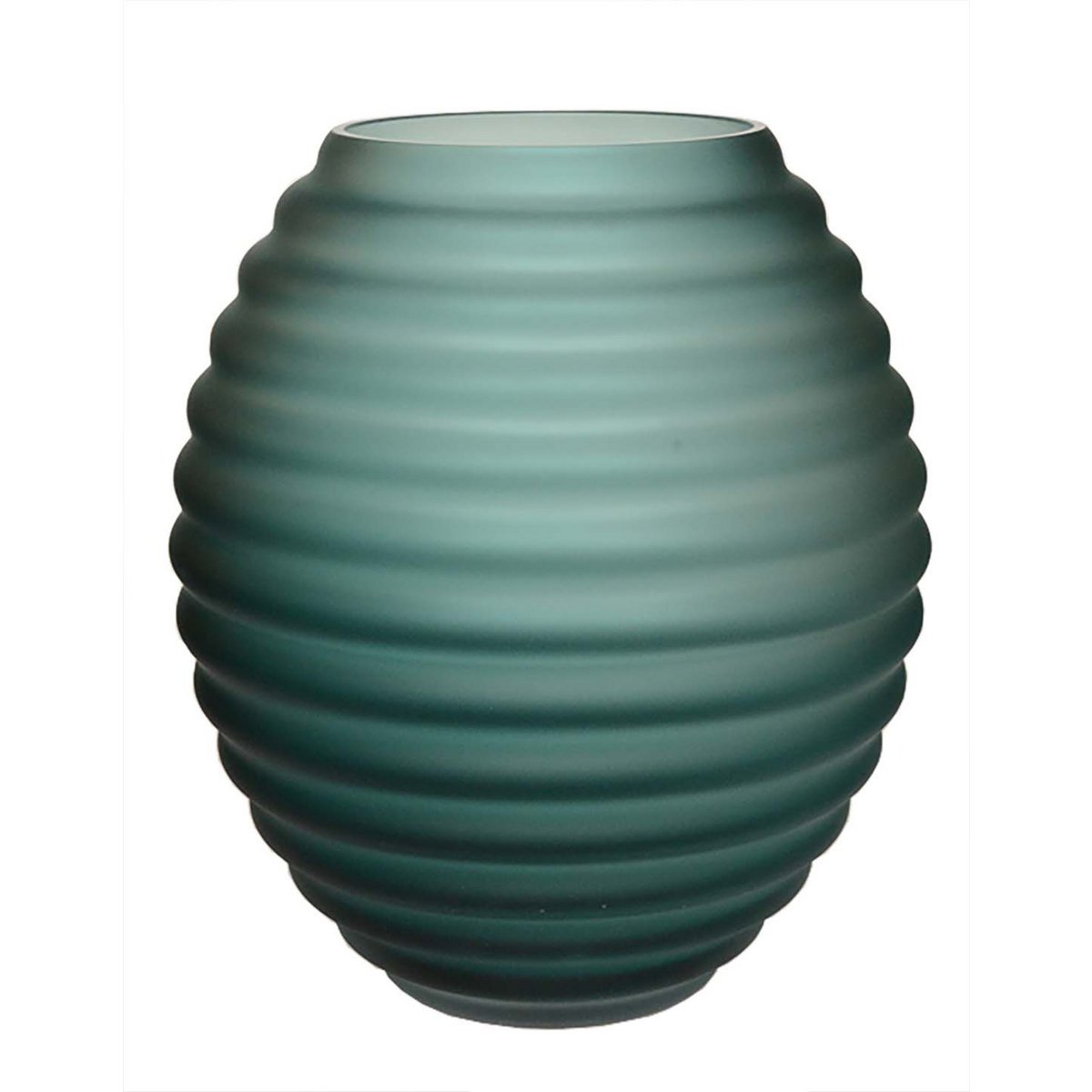 Chinko satin green mondgeblazen vaas – dik groen glas Ø29 x H33 cm – stoer en elegant voor dressoir en tafel