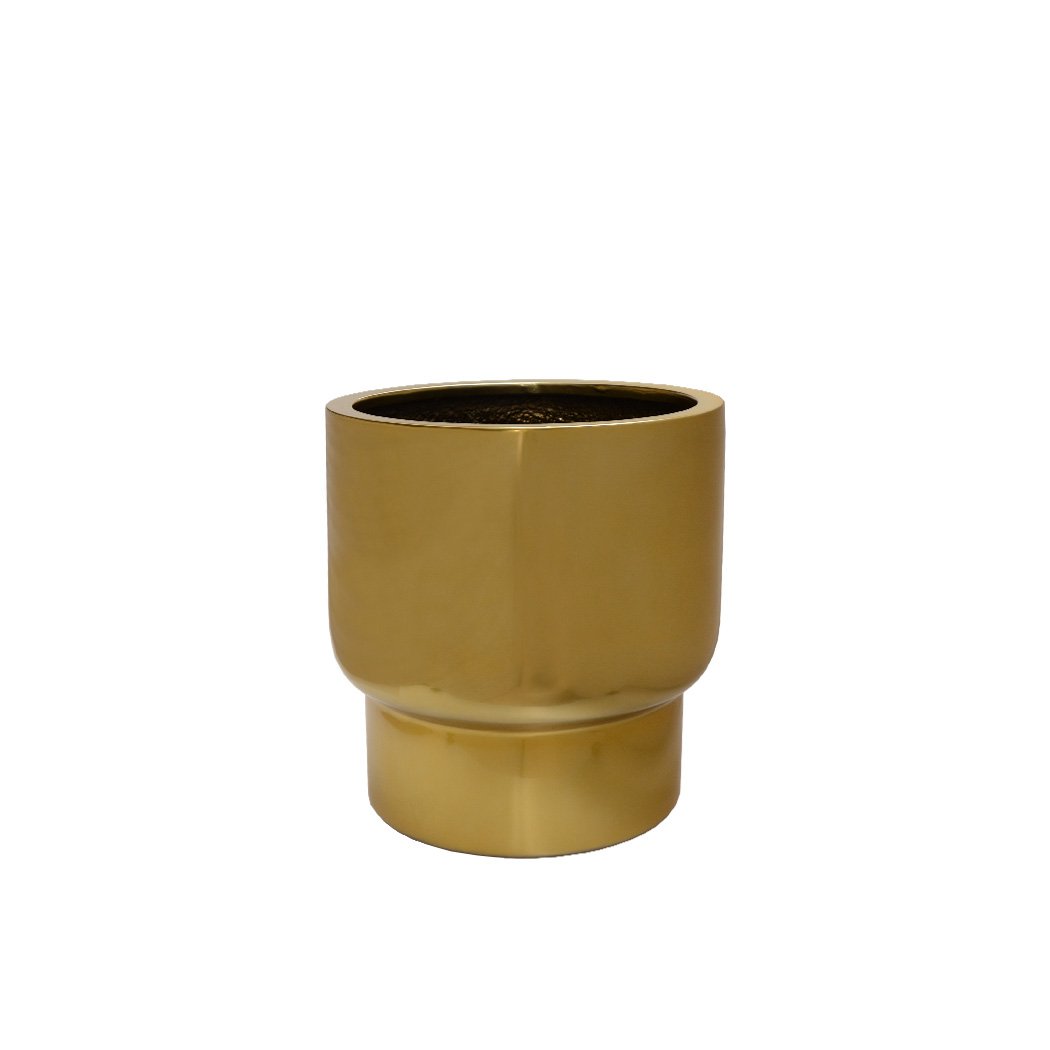 Roskilde gold fiberstone plantenpot luxe binnen en buiten decoratie Ø37xH40 cm duurzaam en stijlvol