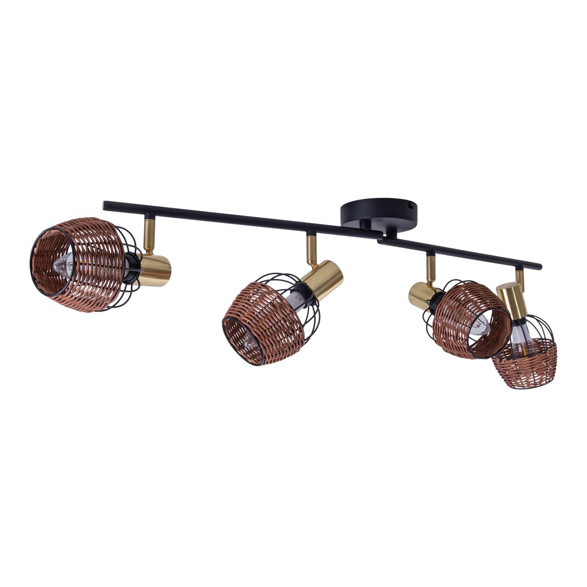 Lampada da soffitto nera e dorata con 4 faretti – illuminazione a binario in metallo Corbis 78 cm | E14 | per soggiorno, sala da pranzo o ufficio