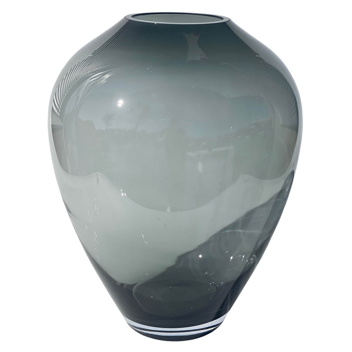 Kander Grey mondgeblazen glazen vaas antraciet | hoogwaardige decoratieve vaas met geslepen rand | Vase The World