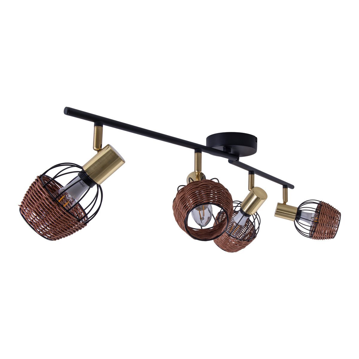 Lampada da soffitto nera e dorata con 4 faretti – illuminazione a binario in metallo Corbis 78 cm | E14 | per soggiorno, sala da pranzo o ufficio